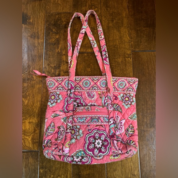 Vera Bradley Handbags - Vera Bradley Tote Bag Purse Melon Color with Floral Pattern 15 X 13 X 4 inches